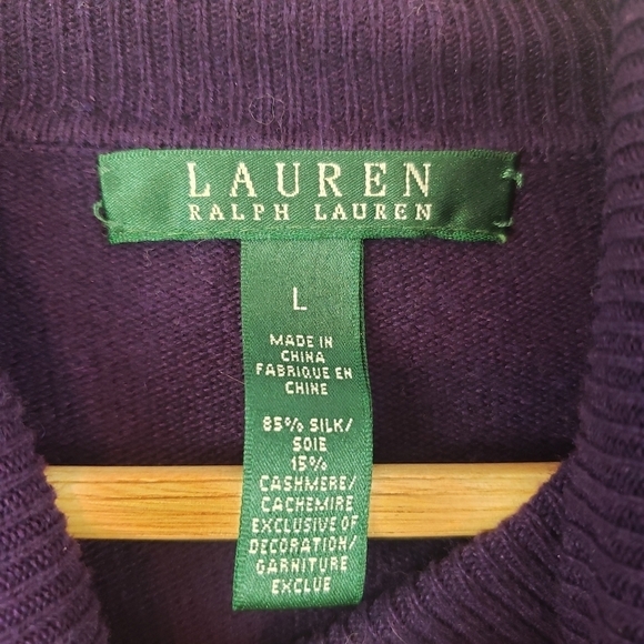 Lauren Ralph Lauren Cashmere Silk Turtleneck Sweater Purple Plum Size Large - Picture 4 of 9